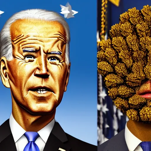 Prompt: joe biden made of pinecones