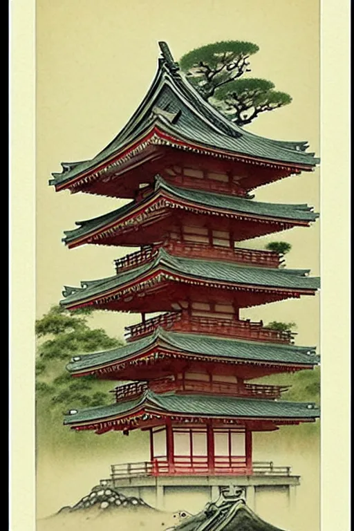Prompt: (((((1950s japanese temple . muted colors.))))) by Jean-Baptiste Monge !!!!!!!!!!!!!!!!!!!!!!!!!!!