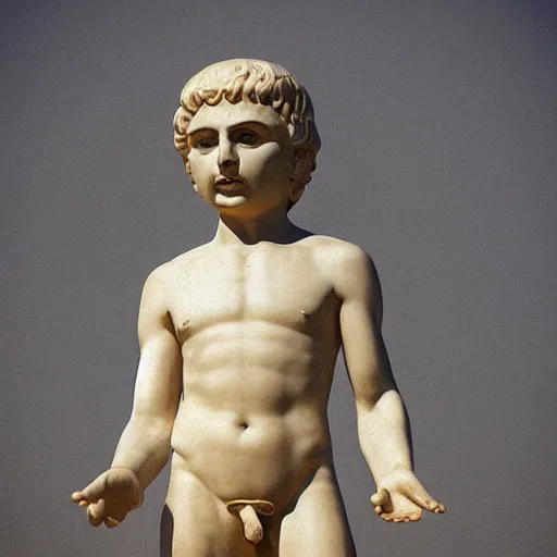 Image similar to greek statue of stewie griffin, photograph