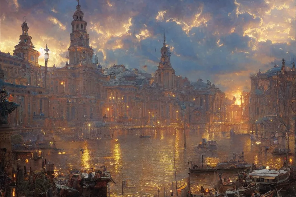 Prompt: beautiful ukranian city of odessa, summer season, moody scene, highly detailed, intricate, sharp details, summer vibe, gorgeous scene by gaston bussiere, craig mullins, somber lighting, drawn by giacomo burattini, inspired by graphic novel cover art, hyperrealistic, 8 k by rhads