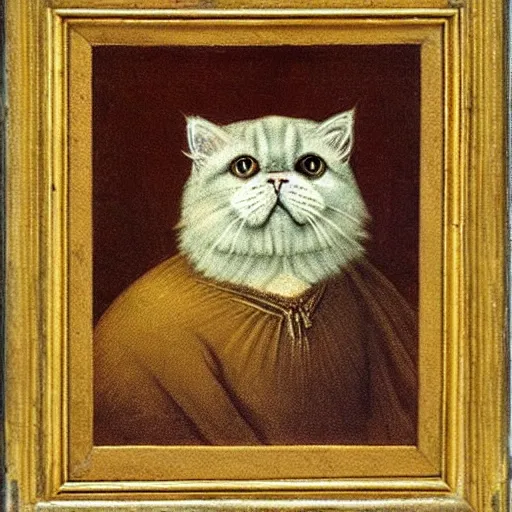 Prompt: a persian cat portrait by Leonardo da Vinci