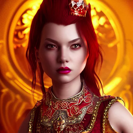 Image similar to portrait of evil princess of rubies with fair skin, ornate 8 k gorgeous intricate detailed, accent lighting, dramatic light, octane render