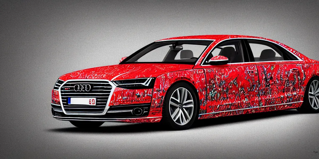 Prompt: audi a 8 pop art painting, rtx, raytracing, 8 k, highly detailed, sharp colors,