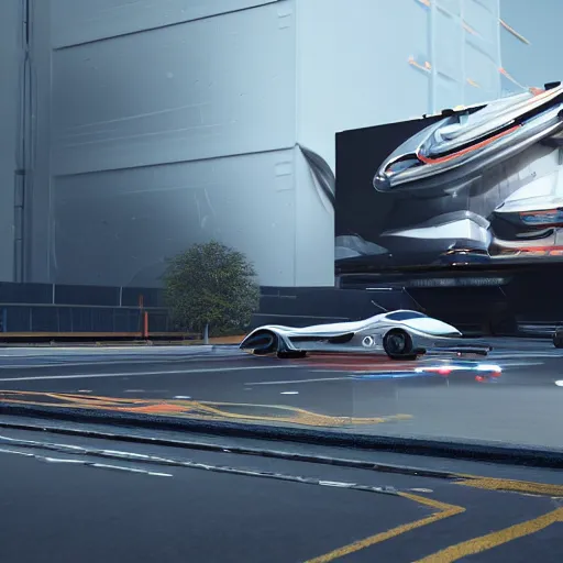 Image similar to sci-fi cars in center and wall near structure on the coronation of napoleon painting and digital billboard in the middle and everything in style of zaha hadid and suprematism forms unreal engine 5 keyshot octane artstation trending ultra high detail ultra photo realistic 8k 16k in plastic dark tilt shift