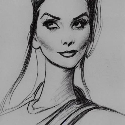 Image similar to milt kahl sketch of victoria justice as princess padme from star wars episode 3