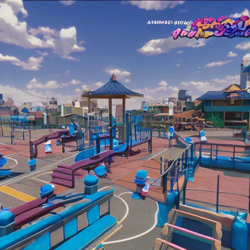 Image similar to cute anime playground unreal engine rendering 4k next-gen