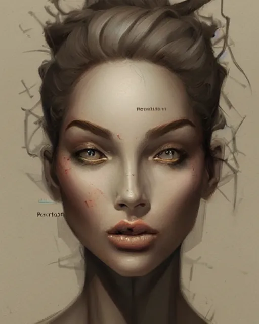 Prompt: a beautiful hyperrealistic Bruletova portrait and body in pencil from a photo, by Peter Mohrbacher, technical drawing, blueprint diagram, trending on artstation