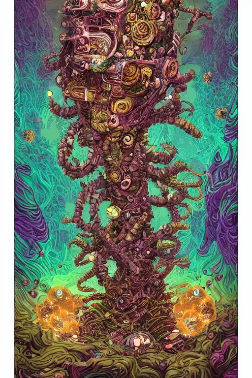 Image similar to creature sushi roots cactus elemental flush of force nature micro world fluo light deepdream a wild amazing steampunk baroque ancient alien creature, intricate detail, colorful digital painting that looks like it is from borderlands and by feng zhu and loish and laurie greasley, victo ngai, andreas rocha, john harris