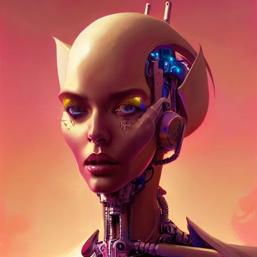 Image similar to a portrait of a nubile cybernetic duchess of hell, cyberpunk concept art by pete mohrbacher and wlop and artgerm and josan gonzales and jean claude meziere and syd mead and moebius, trending on artstation, unreal engine, highly detailed, intricate, sharp focus, digital art, 8 k