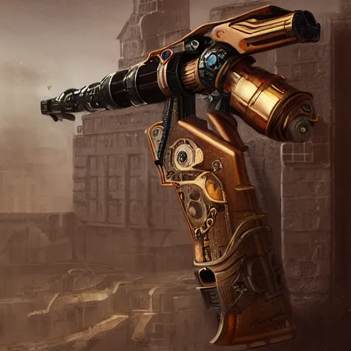 Prompt: a steampunk nerf gun, matte painting, concept art, trending on Artstation