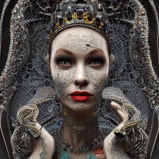 Prompt: the queen of the junkies, 4 k, intricate detailed, jaw dropping, gorgeous, surreal, octane render