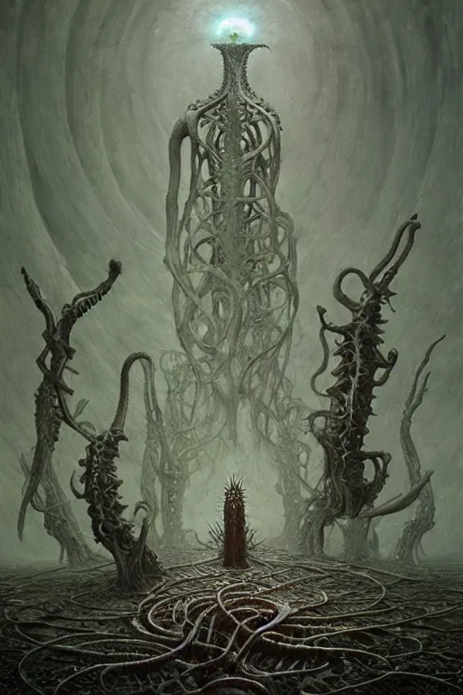 Image similar to eldritch god eating worlds by giger, zdzisław beksinski, greg rutkowski