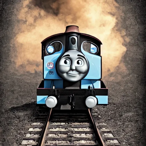 Image similar to x - ray of thomas the tank engine, with human skeleton inside, ultrarealistic, 8 k