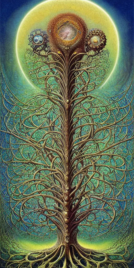 Image similar to tree of life by roger dean and andrew ferez, art forms of nature by ernst haeckel, divine chaos engine, symbolist, visionary, art nouveau, botanical fractal structures, organic, detailed, realistic, surreality