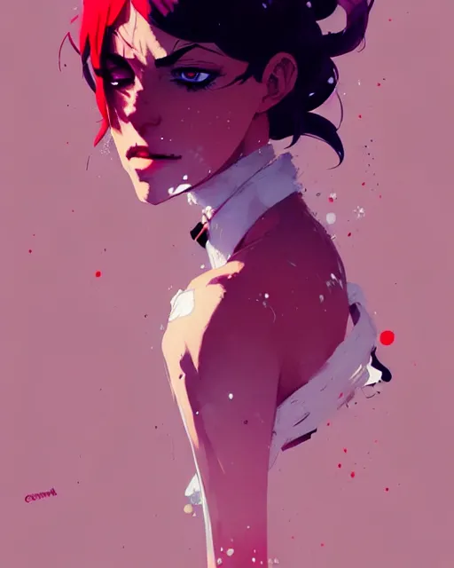 Prompt: a ultradetailed portrait painting of a stylish woman wearing french maid outfit, by conrad roset, greg rutkowski and makoto shinkai trending on artstation