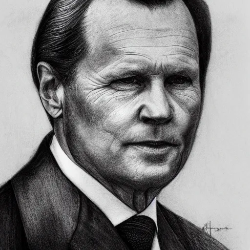 Prompt: portrait of the king of sweden, pencil drawing