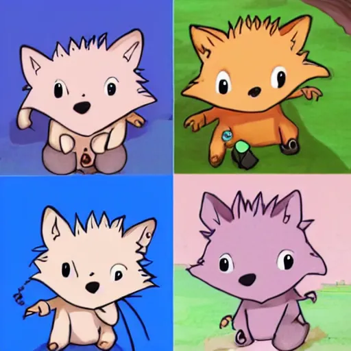 Image similar to baby hedgehogs in the style of cute anime