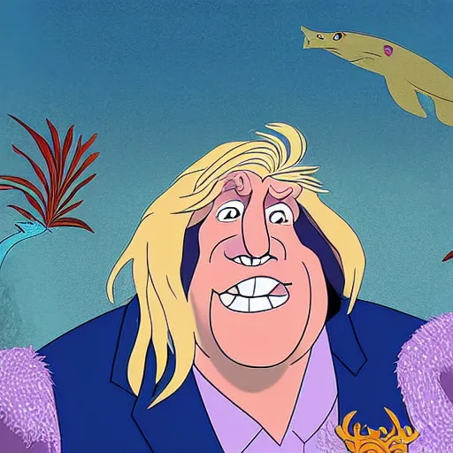 Prompt: boris johnson as ursula from the little mermaid, disney, cartoon,