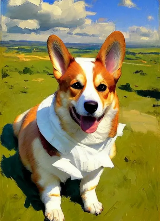 Prompt: Greg Manchess painting of a Corgi in Power Armor, countryside, calm, fantasy character portrait, dynamic pose, above view, sunny day, artwork by Jeremy Lipkin and Giuseppe Dangelico Pino and Michael Garmash and Rob Rey, very coherent asymmetrical artwork, sharp edges, perfect face, simple form, 100mm