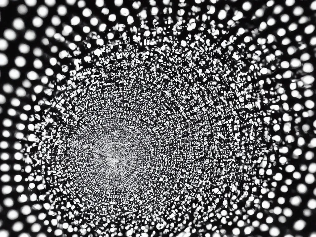 Image similar to 10,100 eyeballs looking through a stargate at night