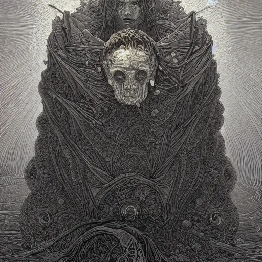 Image similar to gustave dore james gurney artstation hyperrealism horror art colossal godmachine dzo olivier victo ngai quantum sadness and solace solitude depression represented yearning dread dreadful existence extermination heavenly ethereal fractal illusionary art