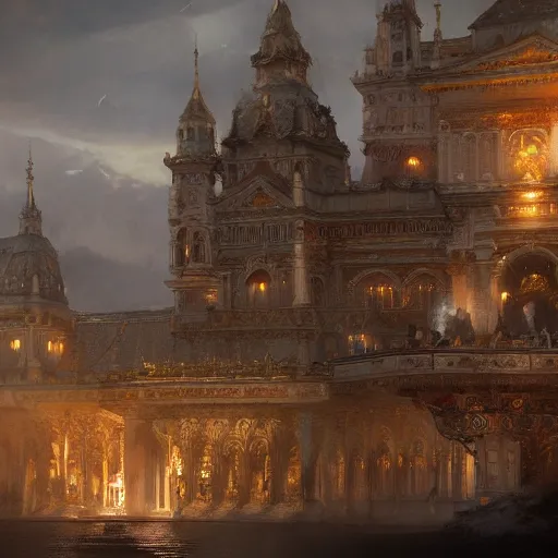 Prompt: gates of heaven, volumetric lighting, 8 k octane beautifully detailed render, post - processing, extremely hyper - detailed, intricate, epic composition, cinematic lighting, masterpiece, trending on artstation, detailed detailed detailed, masterpiece, stunning art by anders zorn, wonderful masterpiece by greg rutkowski, beautiful cinematic light,