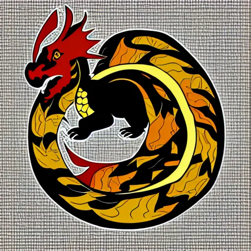 Image similar to vector art of welsh dragon and panda mixed, intercrossed, chimera, adobe illustrator