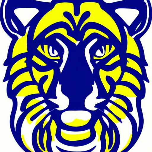 Image similar to blue and yellow icon clip art vector of a cougar