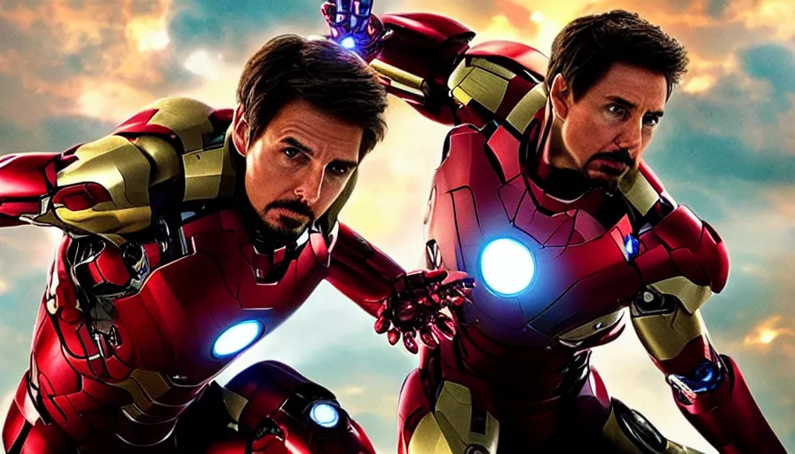 Image similar to Tom Cruise as Iron Man in the MCU, cinematic lighting, close-up, cinematography