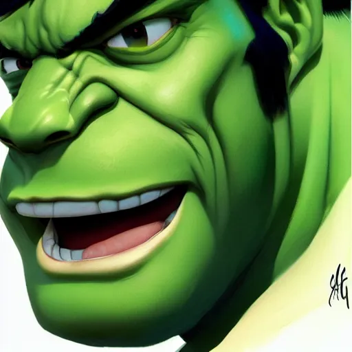 Image similar to face icon stylized minimalist the hulk, loftis, cory behance hd by jesper ejsing, by rhads, makoto shinkai and lois van baarle, ilya kuvshinov, rossdraws global illumination