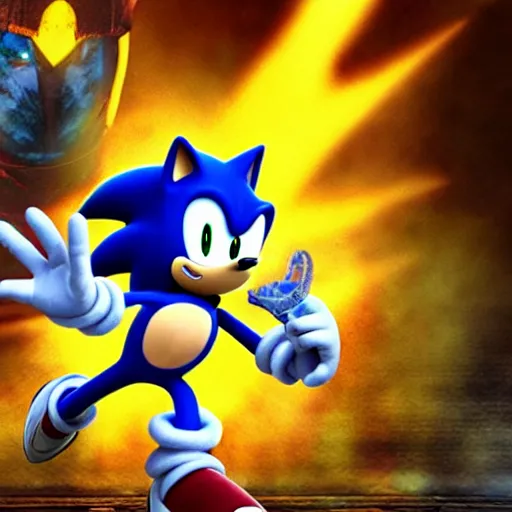 Image similar to sonic the hedgehog as a mortal kombat character