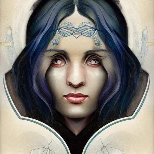Prompt: an art nouveau, ( streamline moderne ), multi - racial portrait in the style of anna dittmann and charlie bowater and bob eggleton. very large, clear, expressive, and intelligent eyes. symmetrical, centered, ultrasharp focus, dramatic lighting, photorealistic digital matte painting, intricate ultra detailed background.