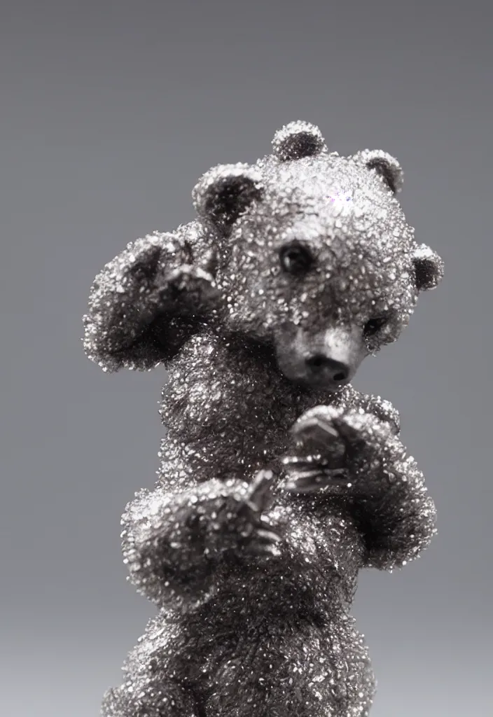 Image similar to a small cute crystal bear keychain figurine by greg rutkowski, sung choi, mitchell mohrhauser, maciej kuciara, johnson ting, maxim verehin, peter konig, 8 k photorealistic, cinematic lighting, hd, high details, dramatic, atmosphereric, trending on artstation