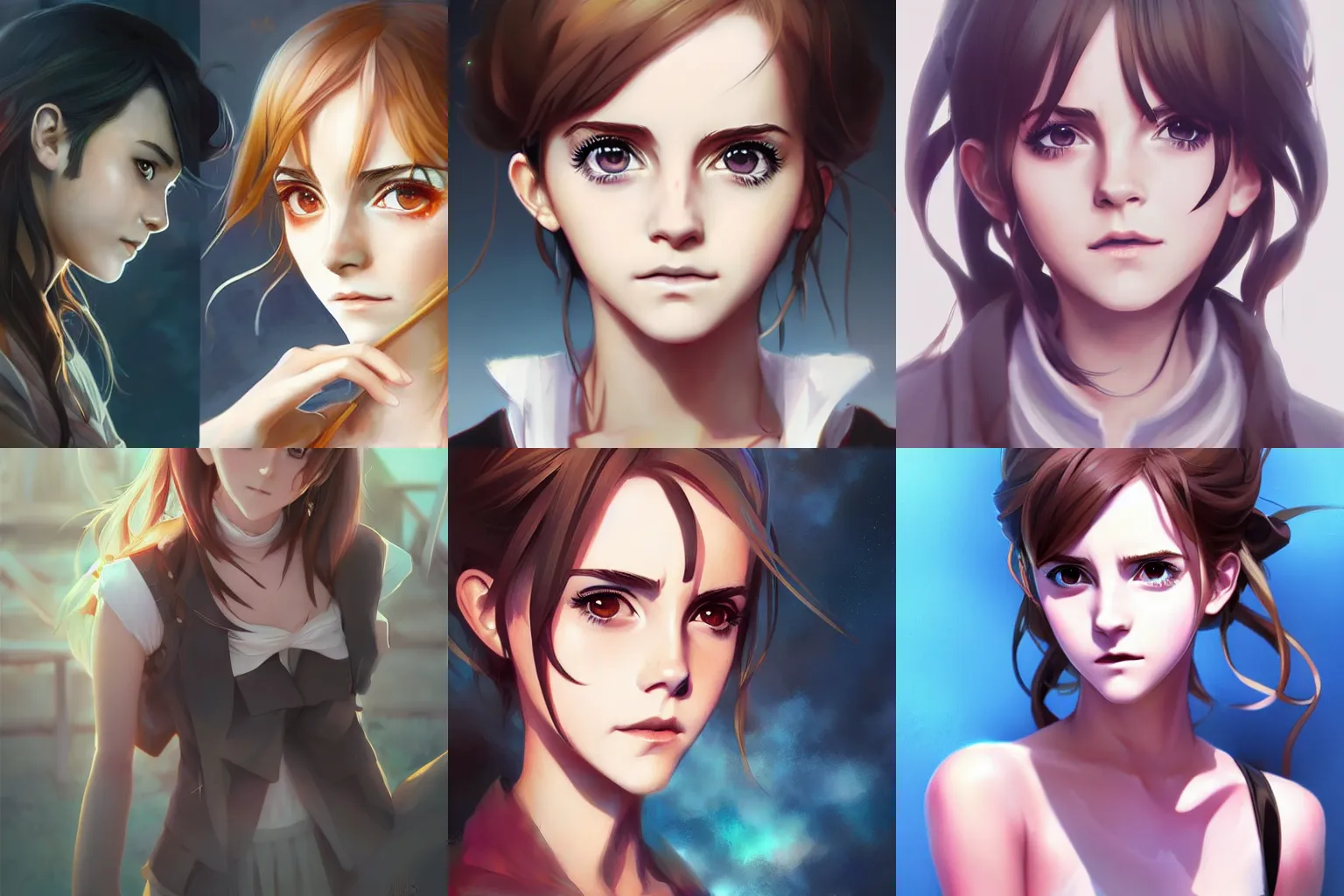Prompt: anime portrait of Emma Watson as an anime woman by Stanley Artgerm Lau, WLOP, Rossdraws, James Jean, Andrei Riabovitchev, Marc Simonetti, and Sakimichan, trending on artstation