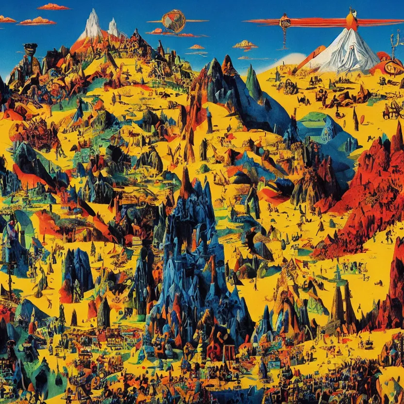 Image similar to the magic mountain by jodorowsky, cinematic