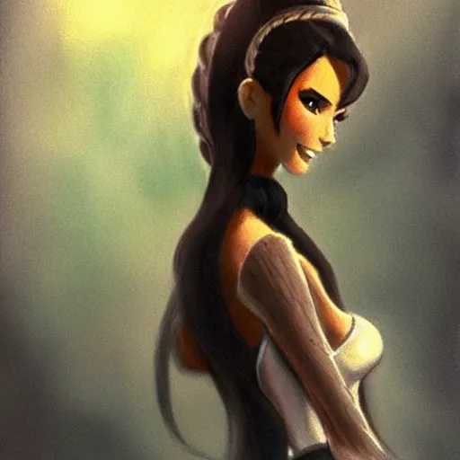 Image similar to milt kahl sketch of victoria justice with done up hair, tendrils and ponytail as princess padme from star wars episode 3