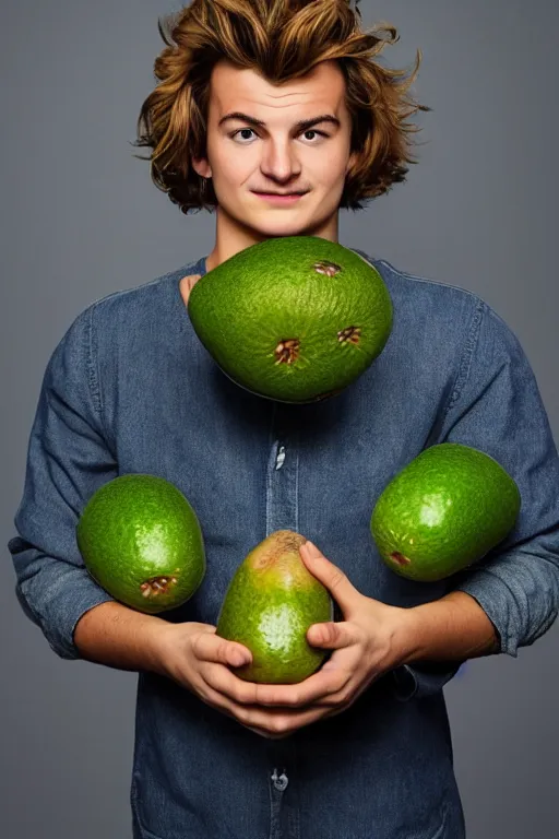 Image similar to 📷 joe keery as kiwi fruit 🥝, made of food, head portrait, dynamic lighting, 4 k