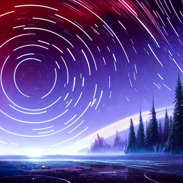 Prompt: epic professional digital art of star trails, best on artstation, cgsociety, wlop, cinematic, breathtaking, epic, stunning, gorgeous, much detail, much wow, masterpiece