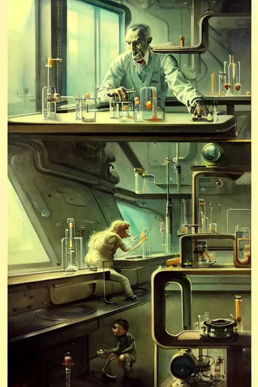 Image similar to ( ( ( ( ( 1 9 5 0 s retro science fiction laboratory interior scene. muted colors. ) ) ) ) ) by jean - baptiste monge!!!!!!!!!!!!!!!!!!!!!!!!!!!!!!