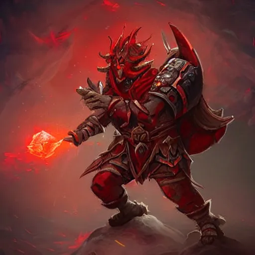 Prompt: ((((rock elemental spirit)))), red theme, bloody battlefield, weapons and armors, Dota 2 hero, hearthstone art style, epic fantasy style art, fantasy epic digital art, epic fantasy card game art