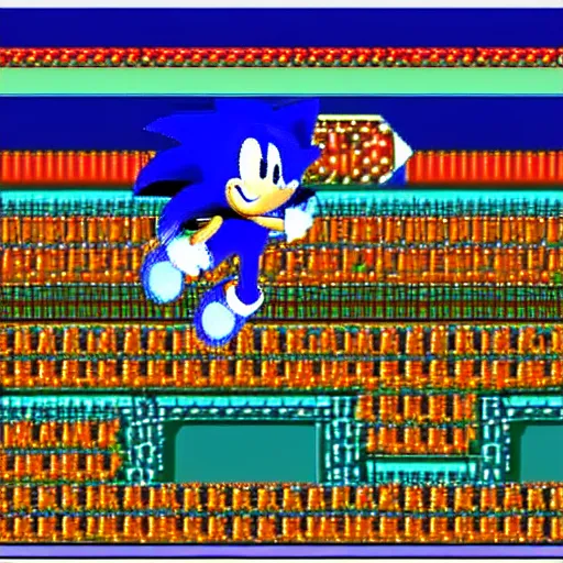 Prompt: sonic the hedgehog video game in the 1 9 7 0 s