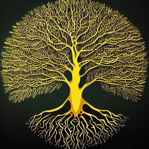 Prompt: abstract drawing of the holy golden tree of life, cinematic, ultra detailed