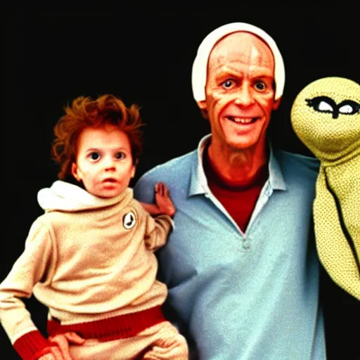 Prompt: family photo, with et, 1 9 8 4