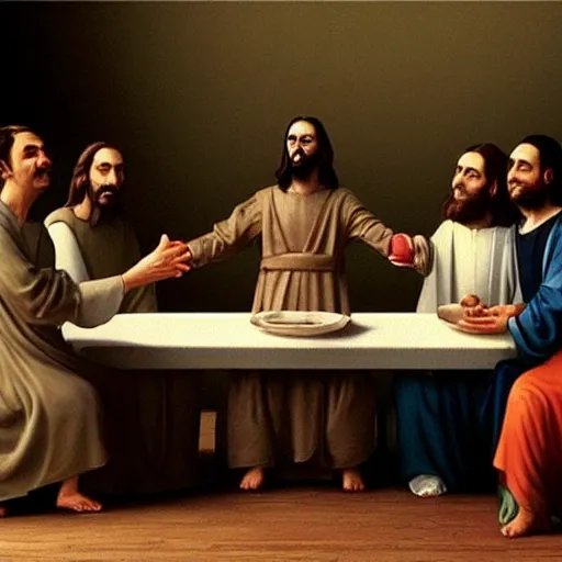 Prompt: “ Mr. Bean as Jesus at the last supper”