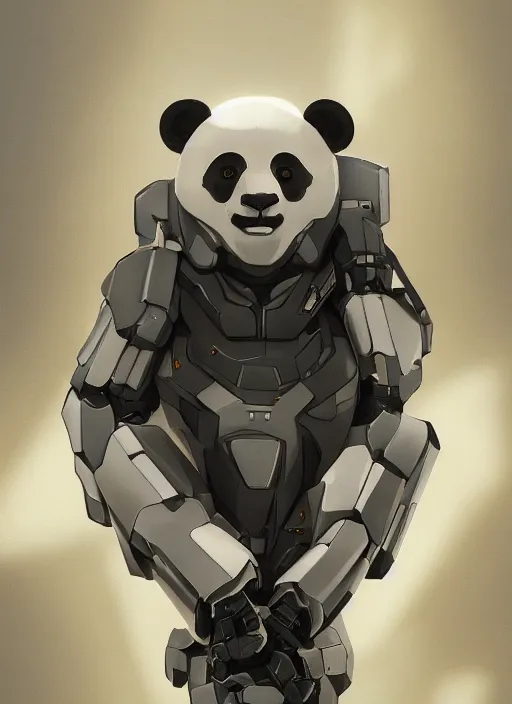 Image similar to minimalistic mecha panda android, pure white, naturel, hyper detailed, digital art, trending in artstation, cinematic lighting, studio quality, smooth render, unreal engine 5 rendered, octane rendered, art style by klimt and nixeu and ian sprigger and wlop and krenz cushart