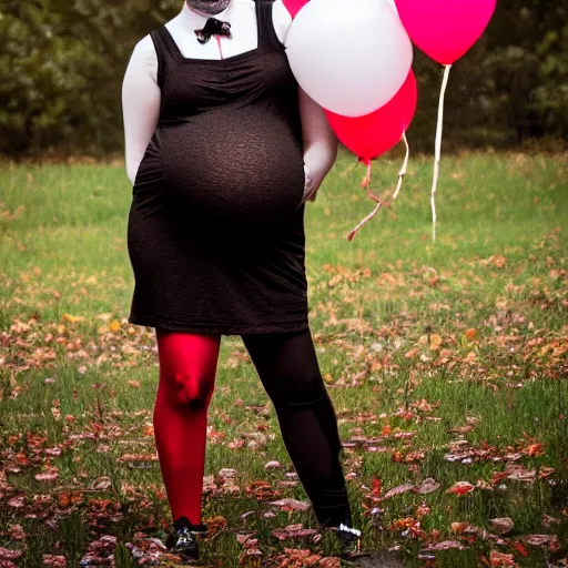 Prompt: Pennywise but he is pregnant fashion photo professional