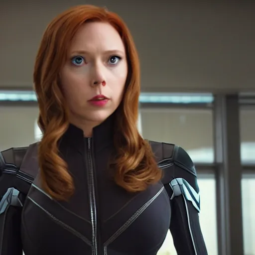 Prompt: Elizabeth Olson as Black Widow Natasha Romanoff avengers screen cap still