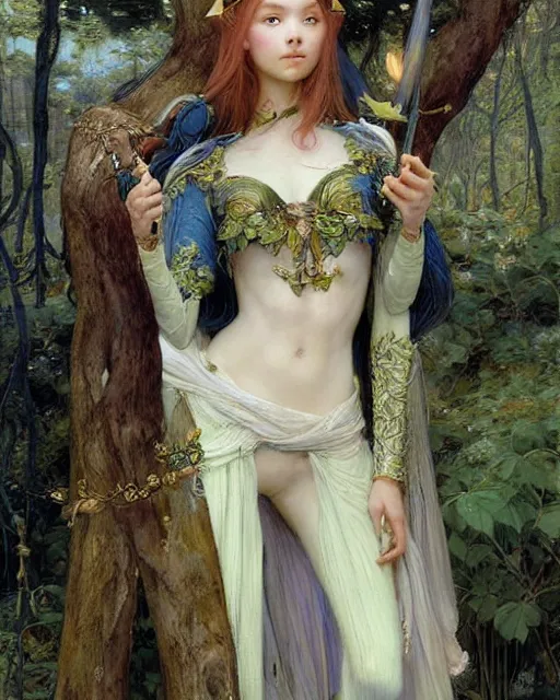 Image similar to a beautiful elf princess by Edgar Maxence and Ross Tran and Michael Whelan Jules Bastien-Lepage