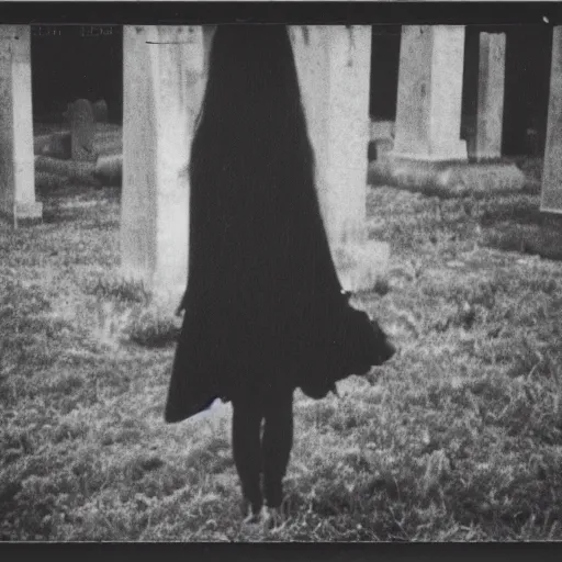 Prompt: gothic girl on graveyard, 8 mm film