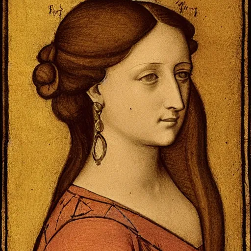 Prompt: profile drawing of isabella d'este by leonardo